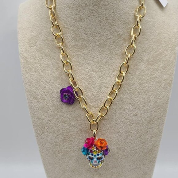 Betsey Johnson Jewelry - Betsey Johnson Chunky Gold Tone Sugar Skull Necklace NWT!  NEW!
